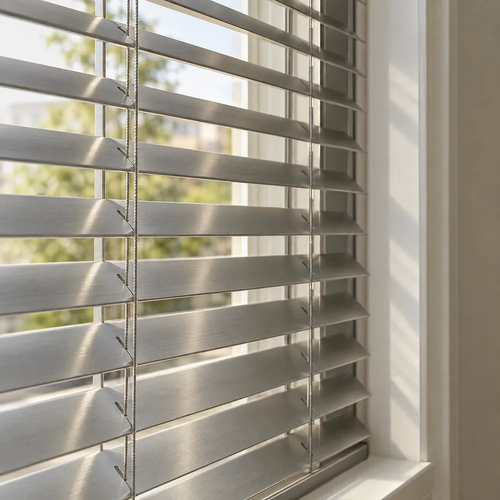 Design inspiration: brushed metal slats and ladder cords in Aluminum Blinds