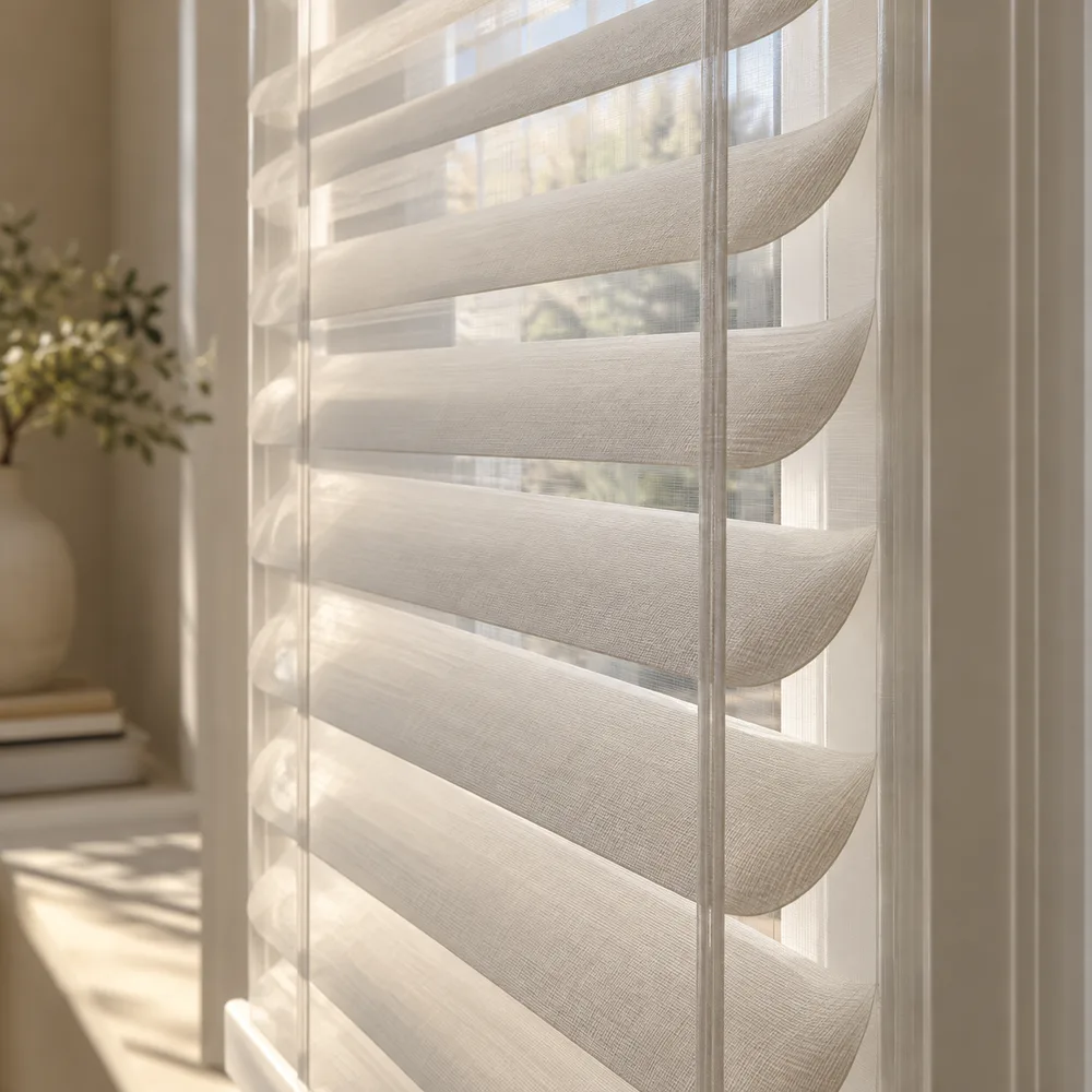 Design inspiration: soft horizontal fabric vanes between sheer layers in Triple Shades